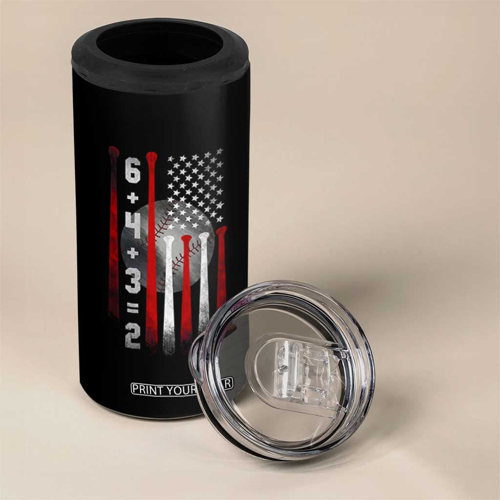 Double Play 4 in 1 Can Cooler Tumbler 6 4 3 2 Vintage Baseball Math Softball Player American Flag TS10 Print Your Wear