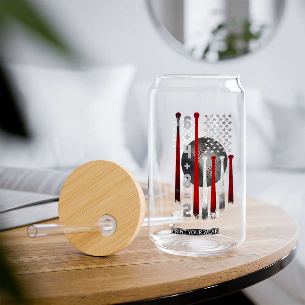 Double Play Glass Can 6 4 3 2 Vintage Baseball Math Softball Player American Flag TS10 Print Your Wear