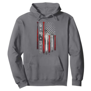Double Play Hoodie 6 4 3 2 Vintage Baseball Math Softball Player American Flag TS10 Charcoal Print Your Wear
