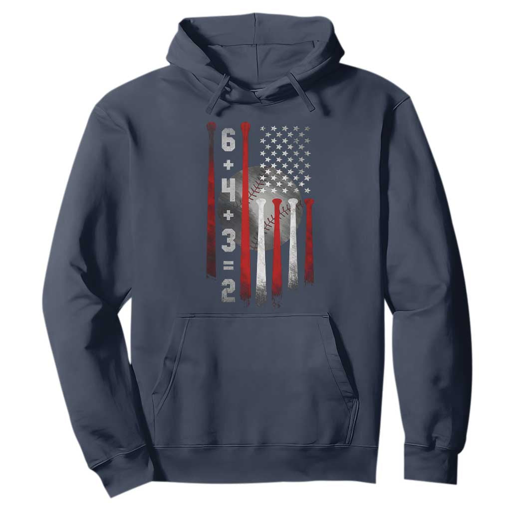 Double Play Hoodie 6 4 3 2 Vintage Baseball Math Softball Player American Flag TS10 Navy Print Your Wear