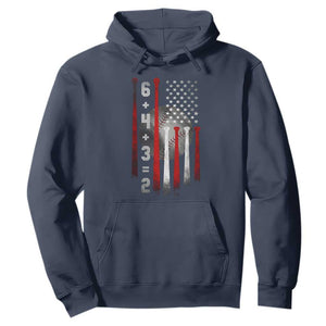 Double Play Hoodie 6 4 3 2 Vintage Baseball Math Softball Player American Flag TS10 Navy Print Your Wear