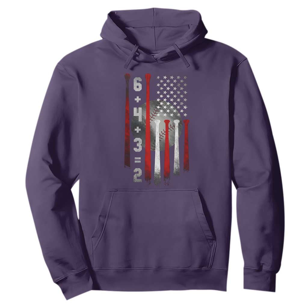 Double Play Hoodie 6 4 3 2 Vintage Baseball Math Softball Player American Flag TS10 Purple Print Your Wear