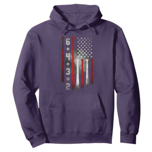 Double Play Hoodie 6 4 3 2 Vintage Baseball Math Softball Player American Flag TS10 Purple Print Your Wear