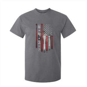 Double Play T Shirt For Kid 6 4 3 2 Vintage Baseball Math Softball Player American Flag TS10 Charcoal Print Your Wear