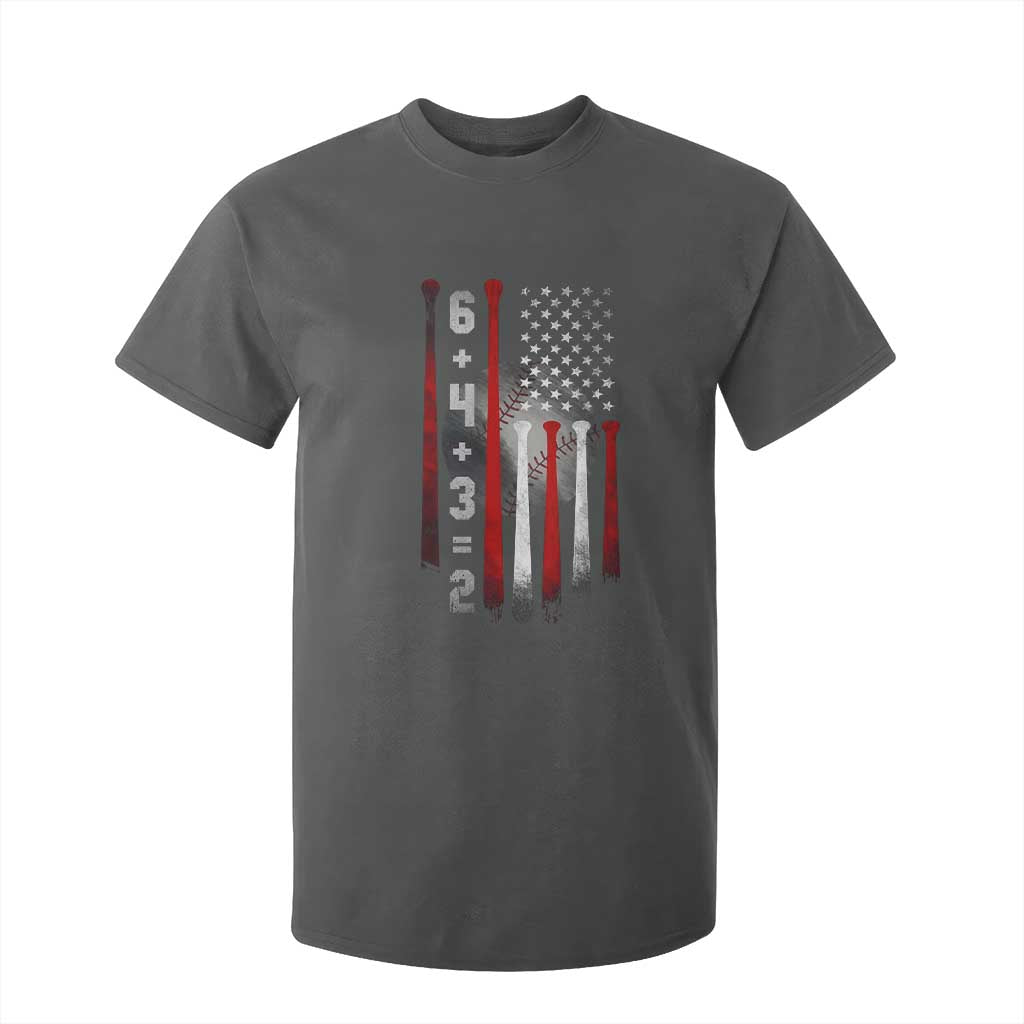 Double Play T Shirt For Kid 6 4 3 2 Vintage Baseball Math Softball Player American Flag TS10 Dark Heather Print Your Wear