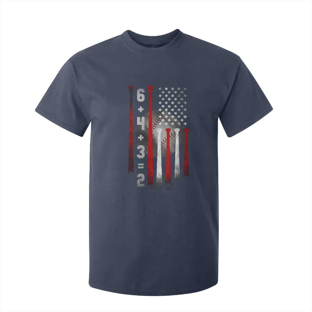 Double Play T Shirt For Kid 6 4 3 2 Vintage Baseball Math Softball Player American Flag TS10 Navy Print Your Wear