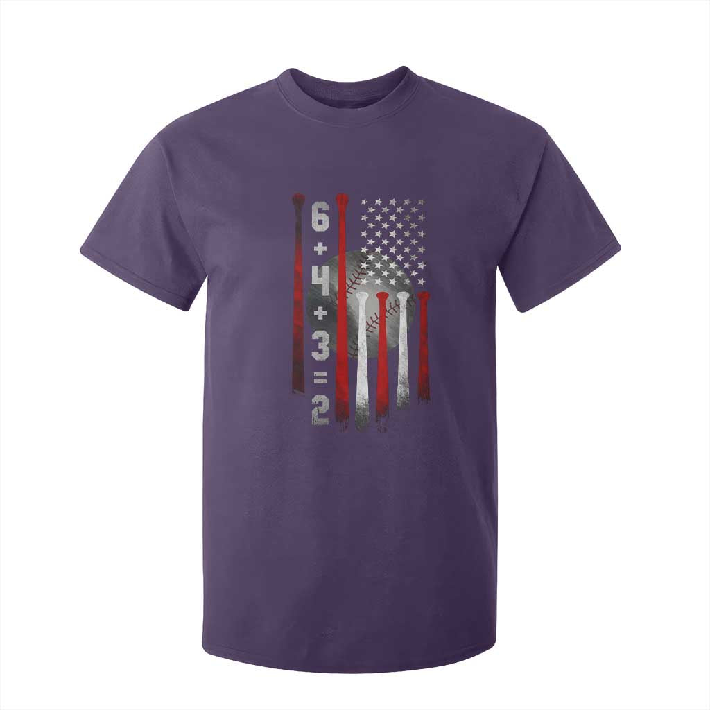 Double Play T Shirt For Kid 6 4 3 2 Vintage Baseball Math Softball Player American Flag TS10 Purple Print Your Wear