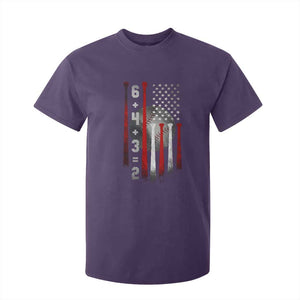Double Play T Shirt For Kid 6 4 3 2 Vintage Baseball Math Softball Player American Flag TS10 Purple Print Your Wear