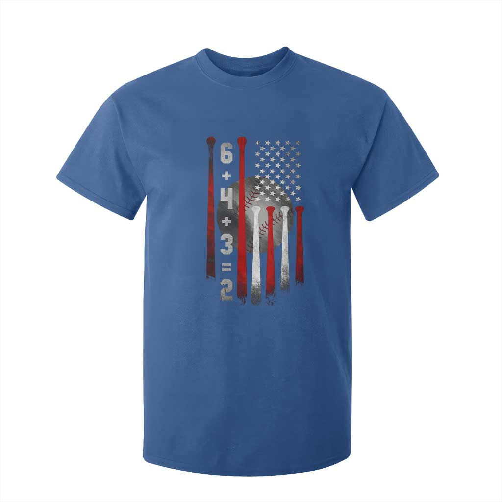 Double Play T Shirt For Kid 6 4 3 2 Vintage Baseball Math Softball Player American Flag TS10 Royal Blue Print Your Wear