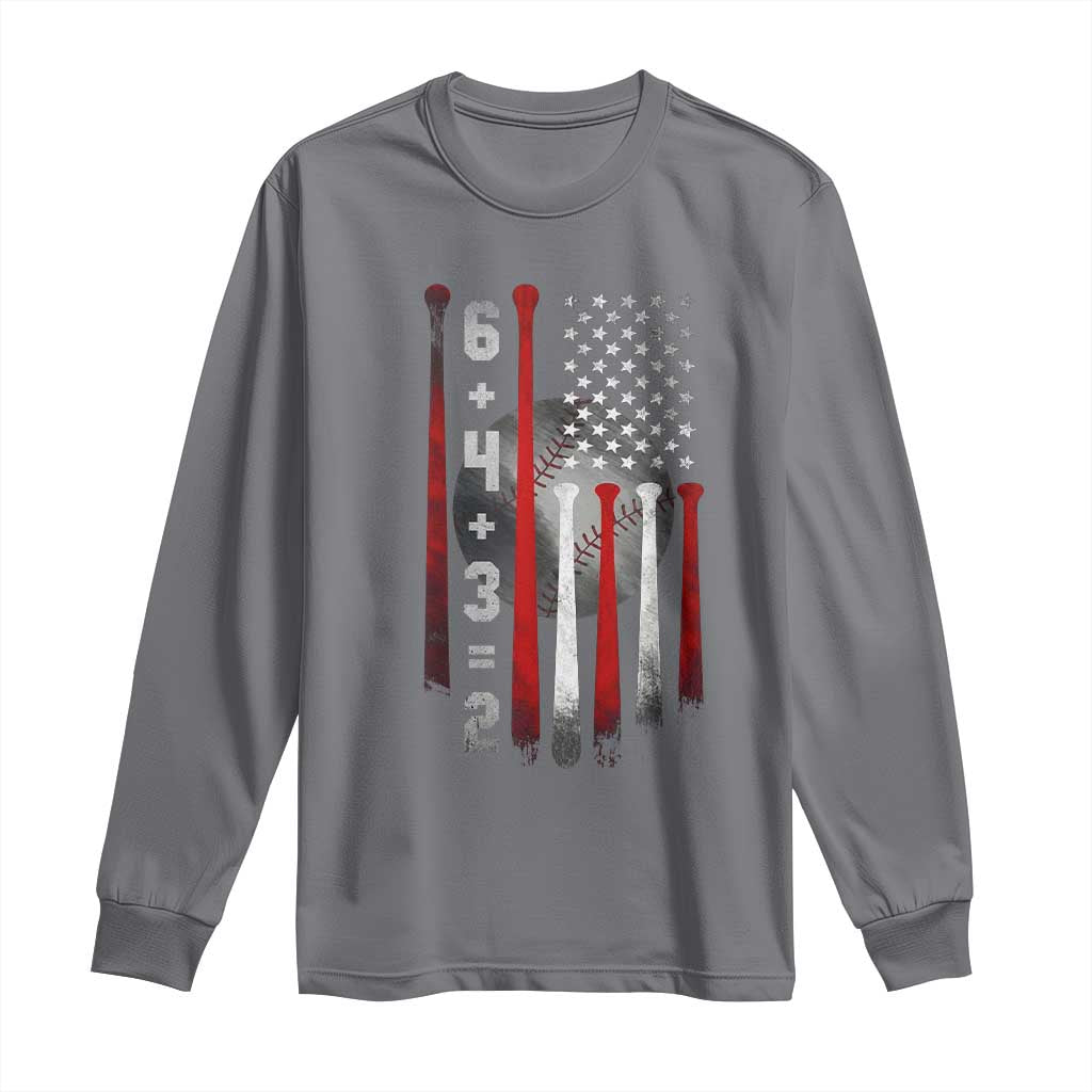 Double Play Long Sleeve Shirt 6 4 3 2 Vintage Baseball Math Softball Player American Flag TS10 Charcoal Print Your Wear