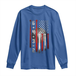 Double Play Long Sleeve Shirt 6 4 3 2 Vintage Baseball Math Softball Player American Flag TS10 Royal Blue Print Your Wear