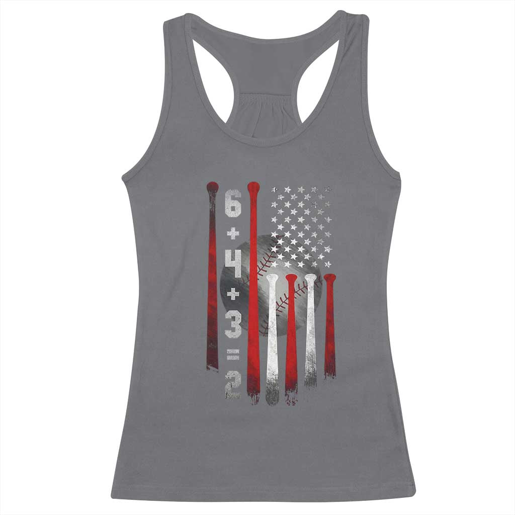 Double Play Racerback Tank Top 6 4 3 2 Vintage Baseball Math Softball Player American Flag TS10 Charcoal Print Your Wear