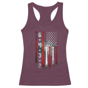 Double Play Racerback Tank Top 6 4 3 2 Vintage Baseball Math Softball Player American Flag TS10 Maroon Print Your Wear