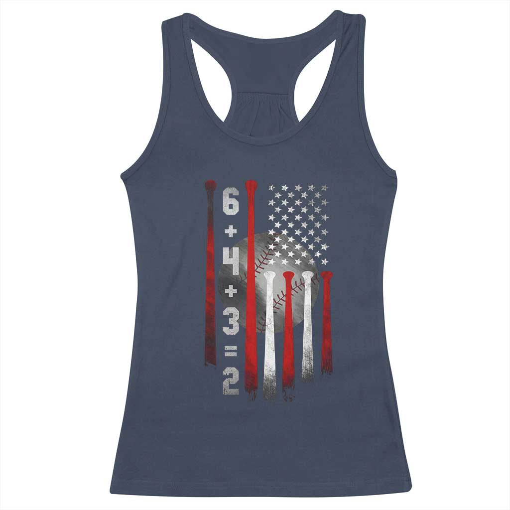 Double Play Racerback Tank Top 6 4 3 2 Vintage Baseball Math Softball Player American Flag TS10 Navy Print Your Wear