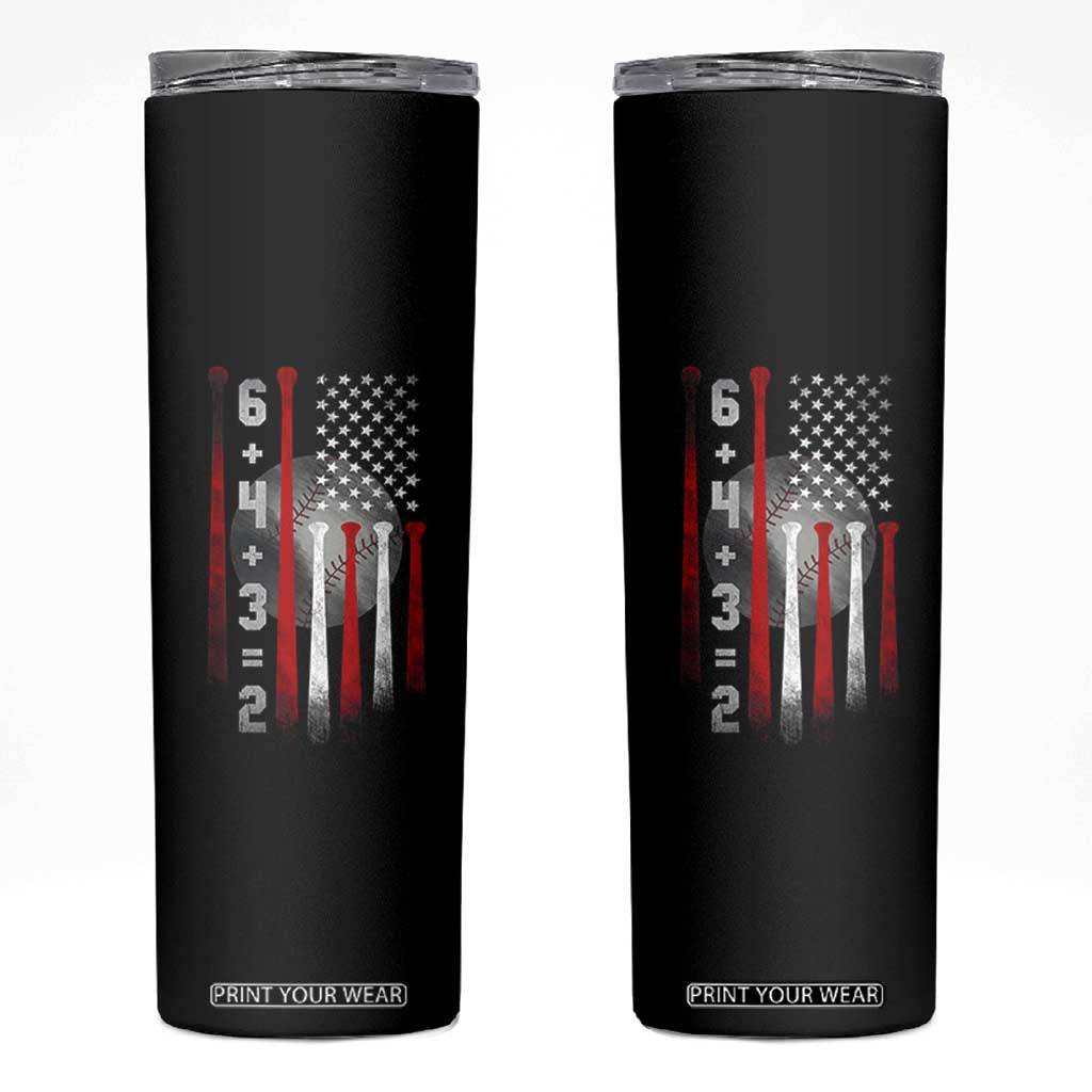 Double Play Skinny Tumbler 6 4 3 2 Vintage Baseball Math Softball Player American Flag TS10 Black Print Your Wear