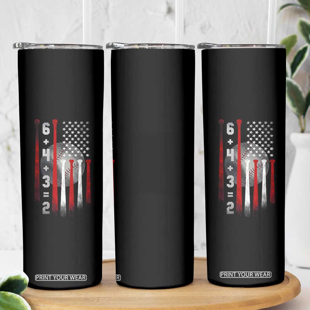Double Play Skinny Tumbler 6 4 3 2 Vintage Baseball Math Softball Player American Flag TS10 Print Your Wear