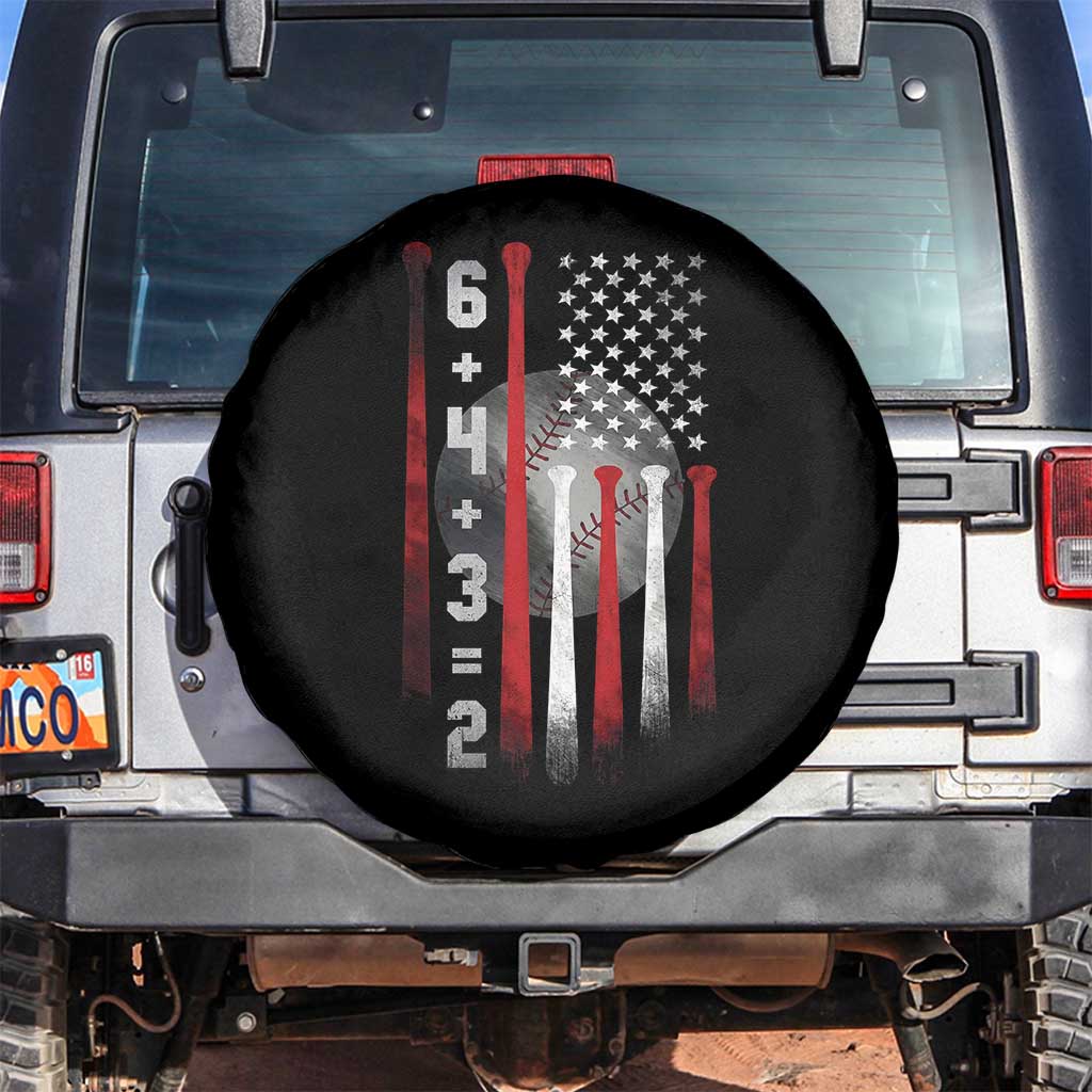 Double Play Spare Tire Cover 6 4 3 2 Vintage Baseball Math Softball Player American Flag TS10 No hole Black Print Your Wear