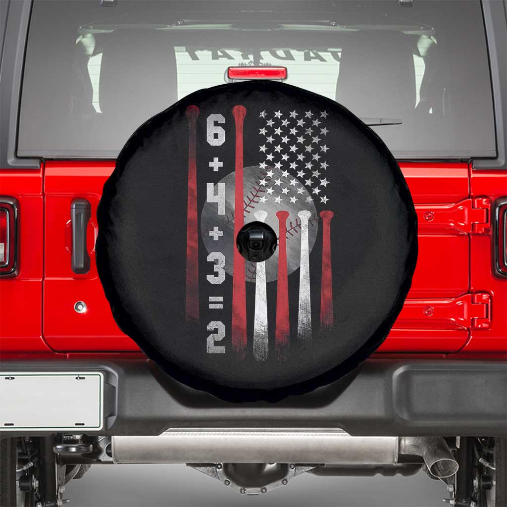 Double Play Spare Tire Cover 6 4 3 2 Vintage Baseball Math Softball Player American Flag TS10 Black Print Your Wear