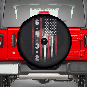 Double Play Spare Tire Cover 6 4 3 2 Vintage Baseball Math Softball Player American Flag TS10 Black Print Your Wear