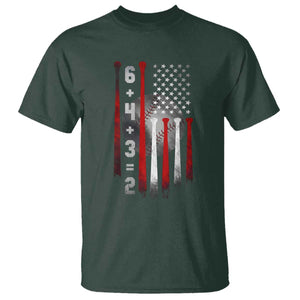 Double Play T Shirt 6 4 3 2 Vintage Baseball Math Softball Player American Flag TS10 Dark Forest Green Print Your Wear
