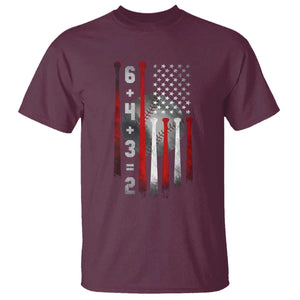 Double Play T Shirt 6 4 3 2 Vintage Baseball Math Softball Player American Flag TS10 Maroon Print Your Wear