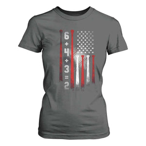 Double Play T Shirt For Women 6 4 3 2 Vintage Baseball Math Softball Player American Flag TS10 Dark Heather Print Your Wear
