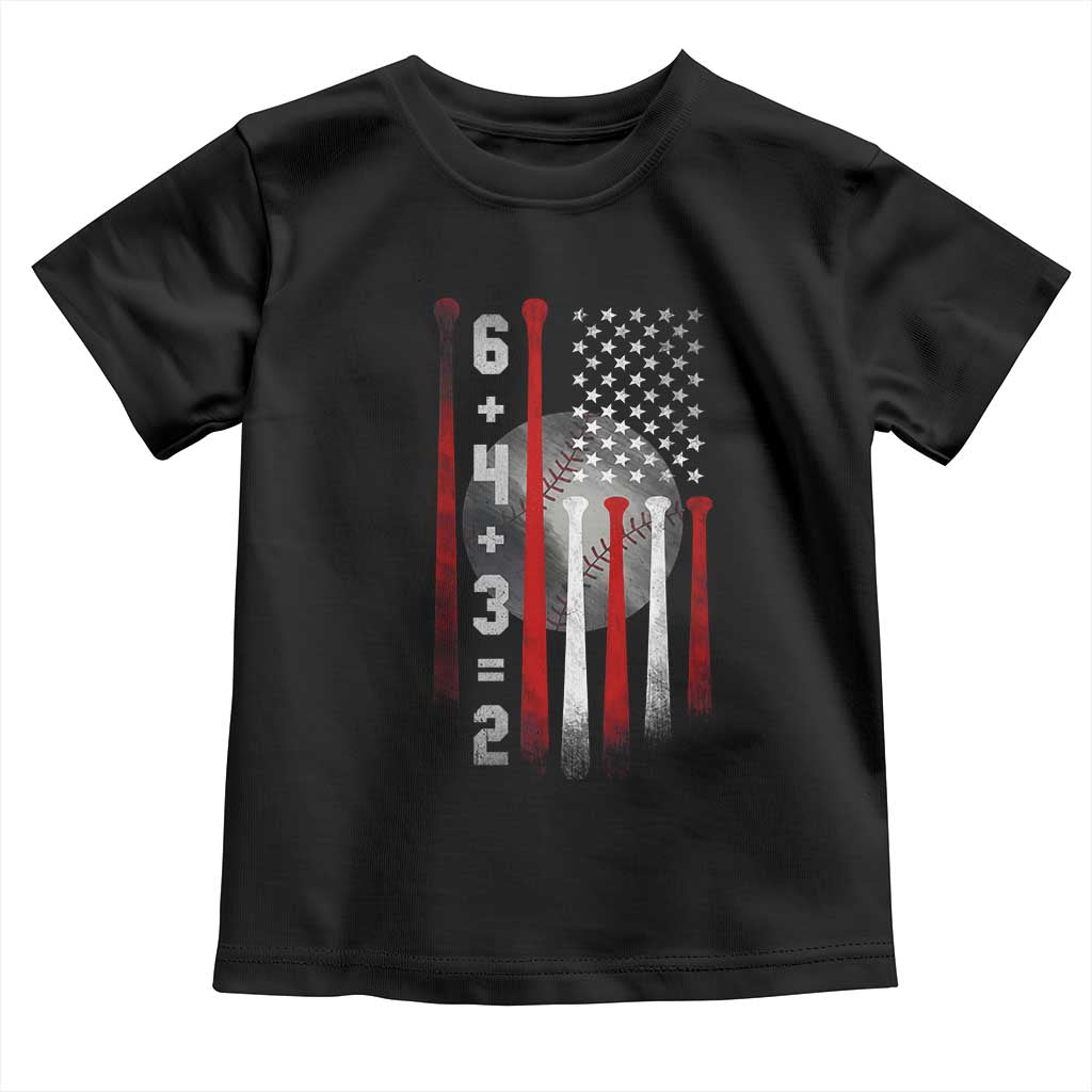Double Play Toddler T Shirt 6 4 3 2 Vintage Baseball Math Softball Player American Flag TS10 Black Print Your Wear