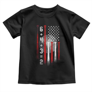 Double Play Toddler T Shirt 6 4 3 2 Vintage Baseball Math Softball Player American Flag TS10 Black Print Your Wear