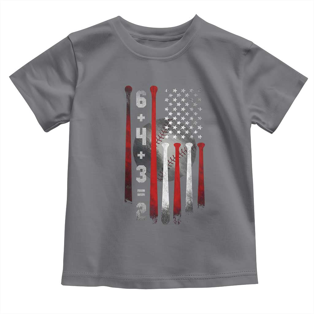 Double Play Toddler T Shirt 6 4 3 2 Vintage Baseball Math Softball Player American Flag TS10 Charcoal Print Your Wear