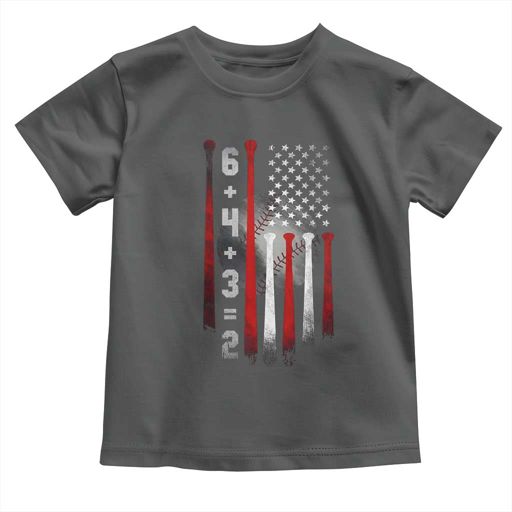 Double Play Toddler T Shirt 6 4 3 2 Vintage Baseball Math Softball Player American Flag TS10 Dark Heather Print Your Wear