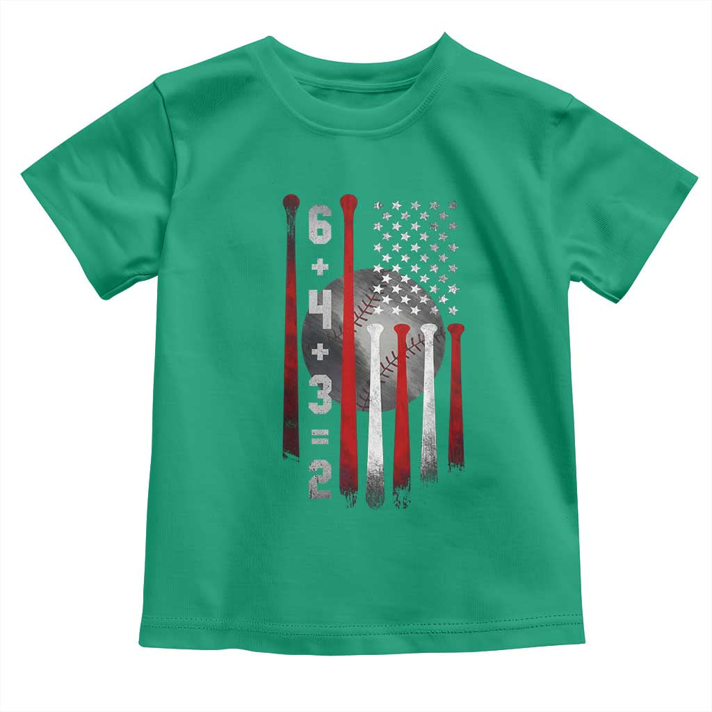 Double Play Toddler T Shirt 6 4 3 2 Vintage Baseball Math Softball Player American Flag TS10 Irish Green Print Your Wear