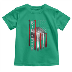 Double Play Toddler T Shirt 6 4 3 2 Vintage Baseball Math Softball Player American Flag TS10 Irish Green Print Your Wear
