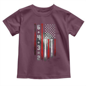 Double Play Toddler T Shirt 6 4 3 2 Vintage Baseball Math Softball Player American Flag TS10 Maroon Print Your Wear