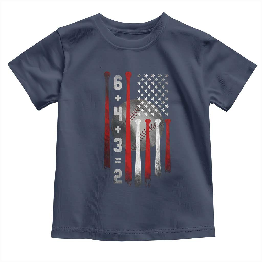 Double Play Toddler T Shirt 6 4 3 2 Vintage Baseball Math Softball Player American Flag TS10 Navy Print Your Wear