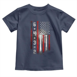 Double Play Toddler T Shirt 6 4 3 2 Vintage Baseball Math Softball Player American Flag TS10 Navy Print Your Wear