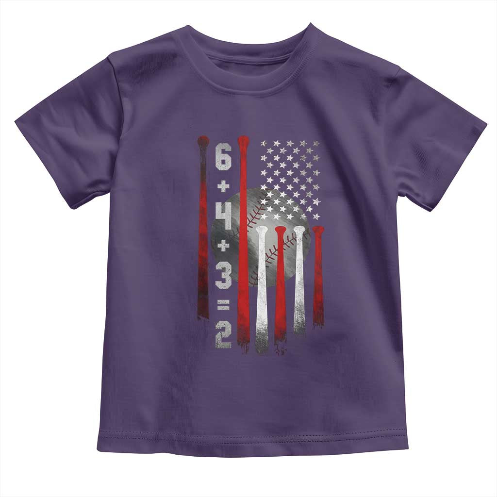 Double Play Toddler T Shirt 6 4 3 2 Vintage Baseball Math Softball Player American Flag TS10 Purple Print Your Wear