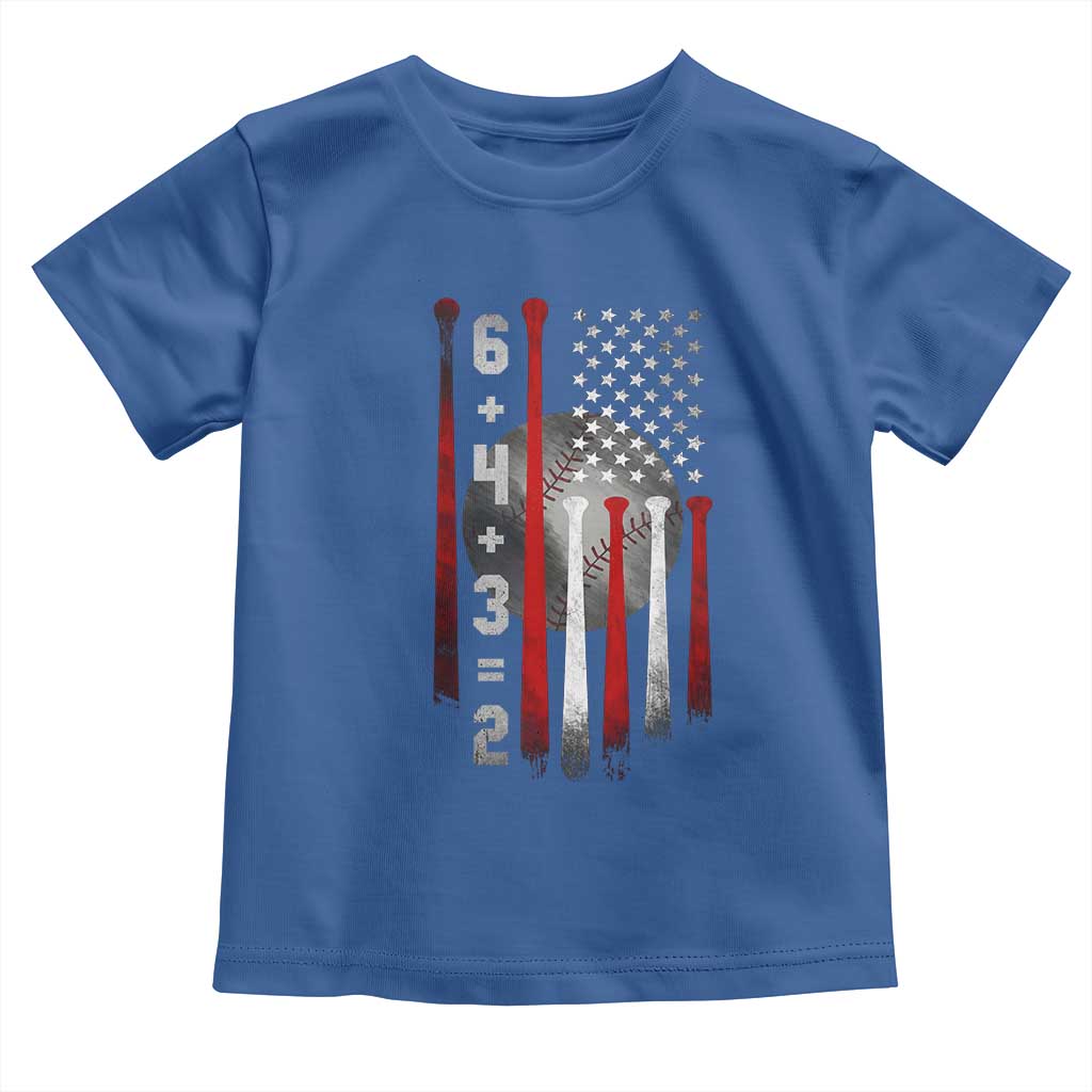 Double Play Toddler T Shirt 6 4 3 2 Vintage Baseball Math Softball Player American Flag TS10 Royal Blue Print Your Wear