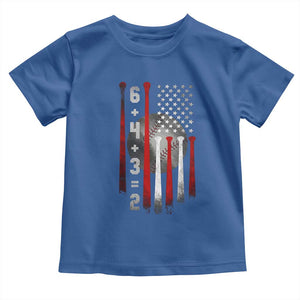 Double Play Toddler T Shirt 6 4 3 2 Vintage Baseball Math Softball Player American Flag TS10 Royal Blue Print Your Wear