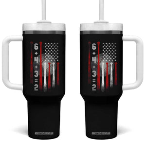 Double Play Tumbler With Handle 6 4 3 2 Vintage Baseball Math Softball Player American Flag TS10 One Size: 40 oz Black Print Your Wear