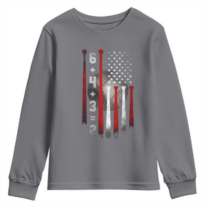 Double Play Youth Sweatshirt 6 4 3 2 Vintage Baseball Math Softball Player American Flag TS10 Charcoal Print Your Wear