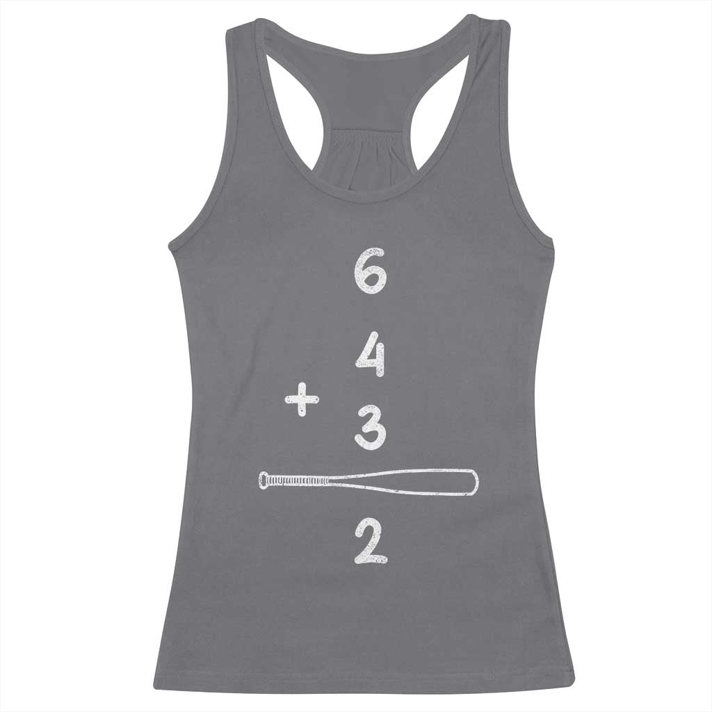 Double Play Racerback Tank Top 6 4 3 2 Vintage Baseball Bat Softball Player TS10 Charcoal Print Your Wear