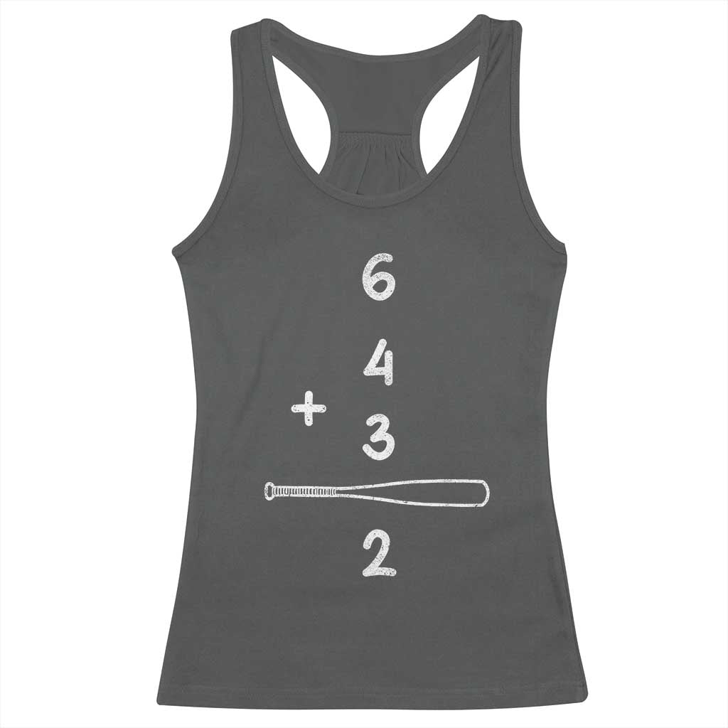 Double Play Racerback Tank Top 6 4 3 2 Vintage Baseball Bat Softball Player TS10 Dark Heather Print Your Wear