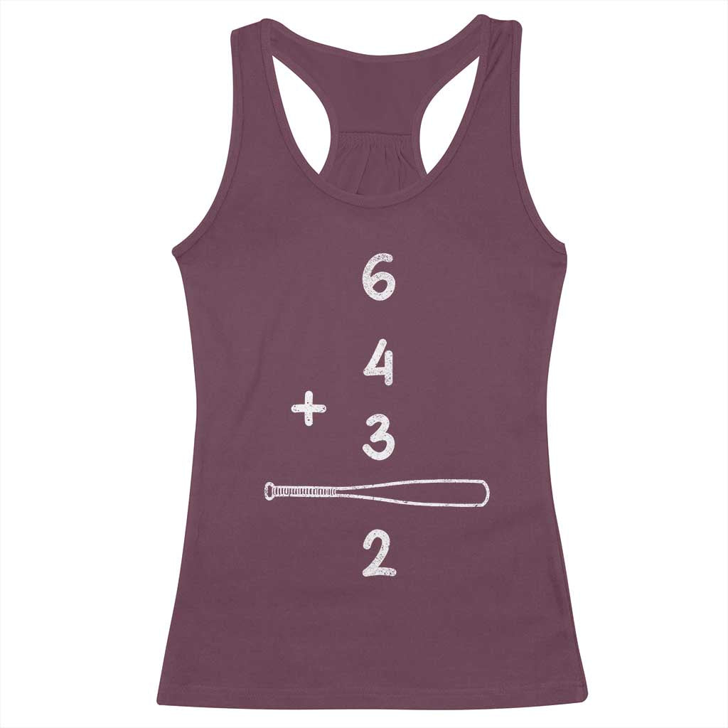Double Play Racerback Tank Top 6 4 3 2 Vintage Baseball Bat Softball Player TS10 Maroon Print Your Wear