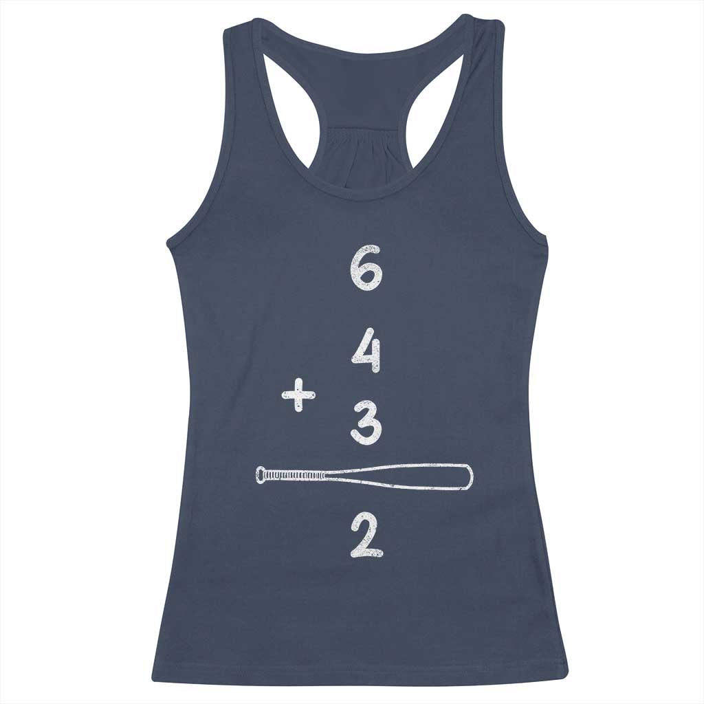 Double Play Racerback Tank Top 6 4 3 2 Vintage Baseball Bat Softball Player TS10 Navy Print Your Wear