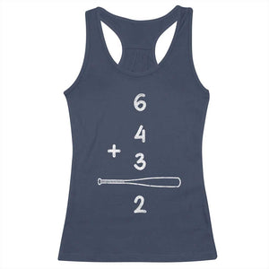 Double Play Racerback Tank Top 6 4 3 2 Vintage Baseball Bat Softball Player TS10 Navy Print Your Wear