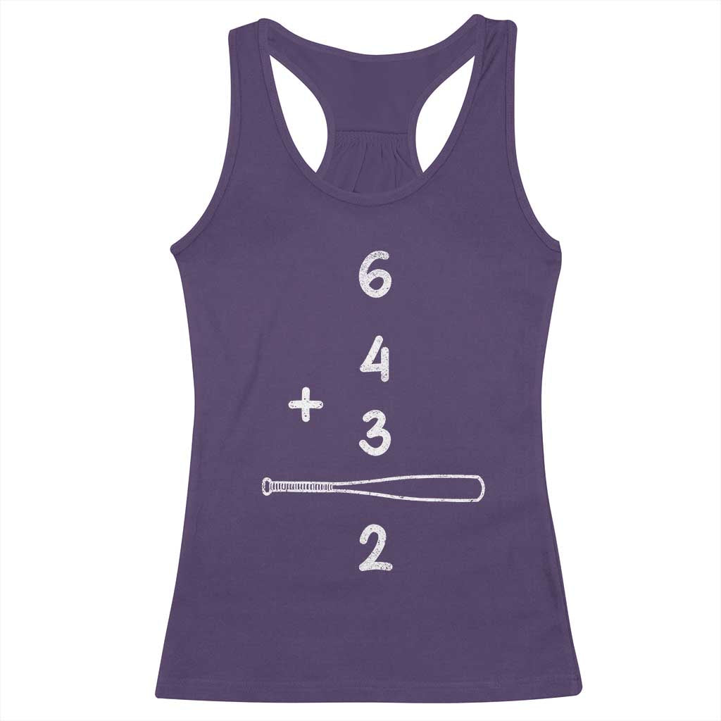 Double Play Racerback Tank Top 6 4 3 2 Vintage Baseball Bat Softball Player TS10 Purple Print Your Wear