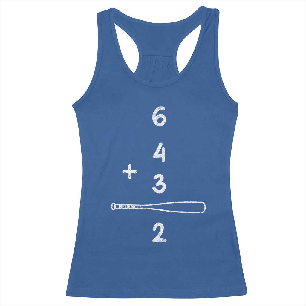 Double Play Racerback Tank Top 6 4 3 2 Vintage Baseball Bat Softball Player TS10 Royal Blue Print Your Wear