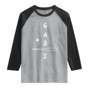 Double Play Raglan Shirt 6 4 3 2 Vintage Baseball Bat Softball Player TS10 Heather Gray Black Print Your Wear