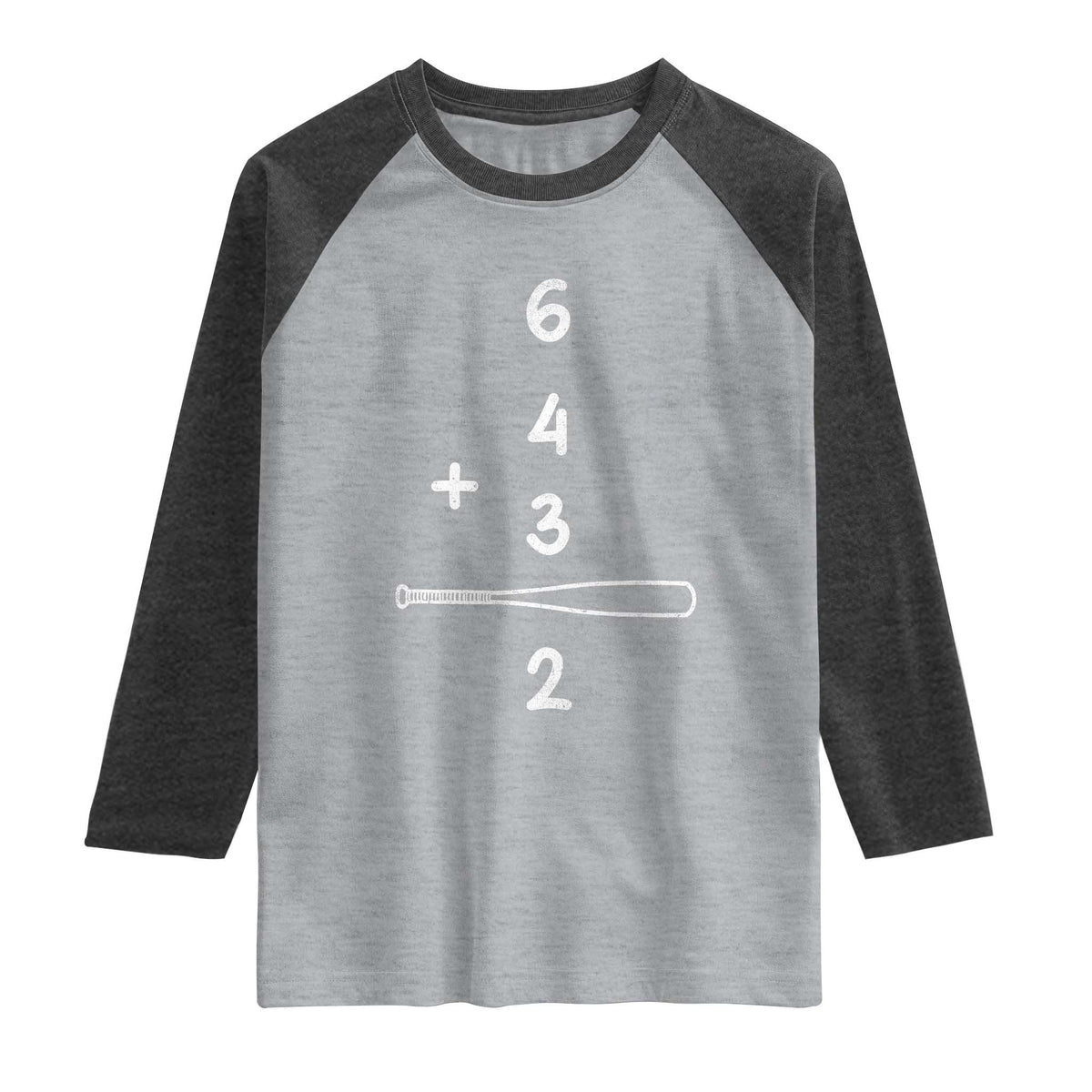Double Play Raglan Shirt 6 4 3 2 Vintage Baseball Bat Softball Player TS10 Heather Gray Heather Charcoal Print Your Wear
