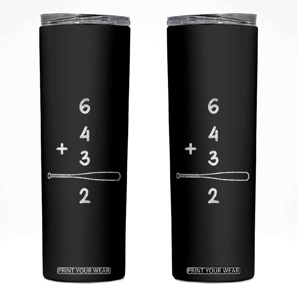 Double Play Skinny Tumbler 6 4 3 2 Vintage Baseball Bat Softball Player TS10 Black Print Your Wear